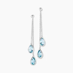 Boucles D'oreilles Pendantes Carlyn Or Blanc Topaze