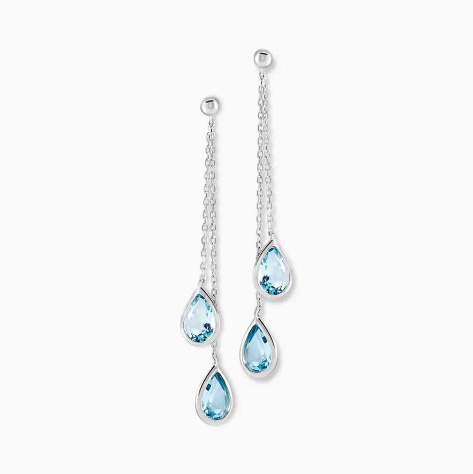 Boucles D'oreilles Pendantes Carlyn Or Blanc Topaze