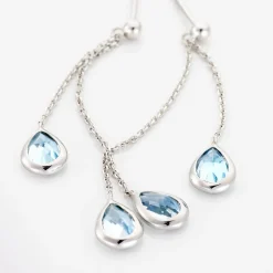 Boucles D'oreilles Pendantes Carlyn Or Blanc Topaze