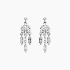 Boucles D'oreilles Pendantes Oniria Argent Blanc