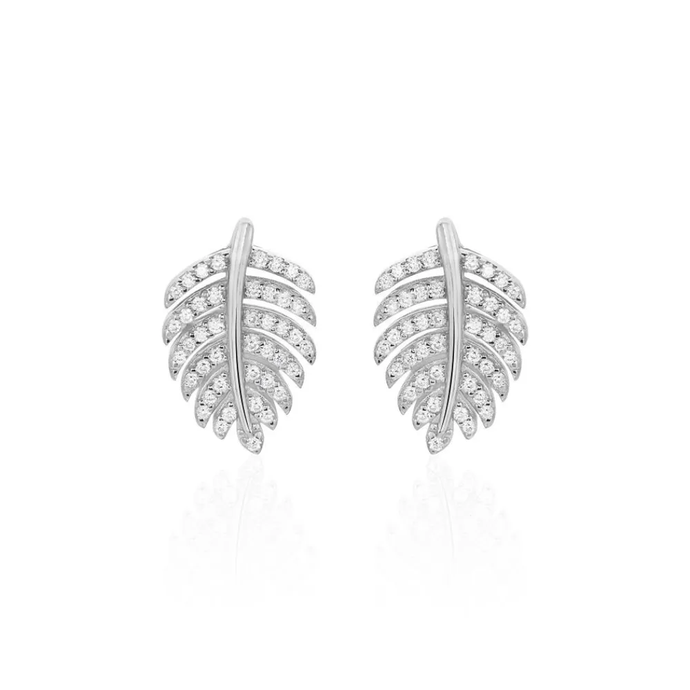 Boucles D'oreilles Pendantes Gabrielle Argent Blanc Oxyde De Zirconium|Marc Orian New