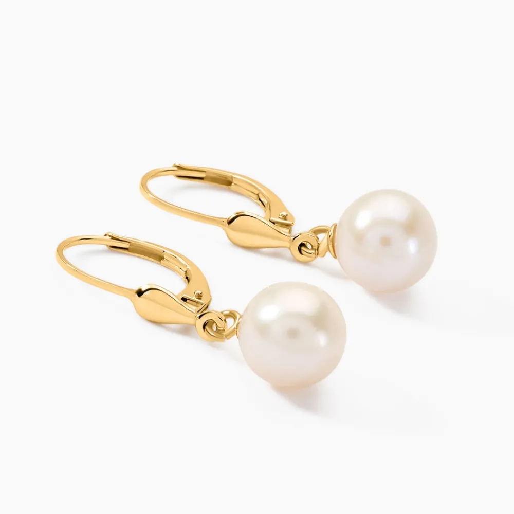 Boucles D'oreilles Pendantes Cecilius Or Jaune Perle De Culture|Marc Orian New