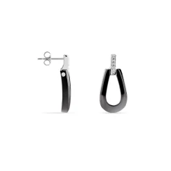 Boucles D'oreilles Pendantes Argent Céramique Et Oxyde De Zirconium|Marc Orian