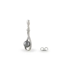 Boucles D'oreilles Pendantes Alexya Argent Perle D'imitation Et Oxyde|Marc Orian New