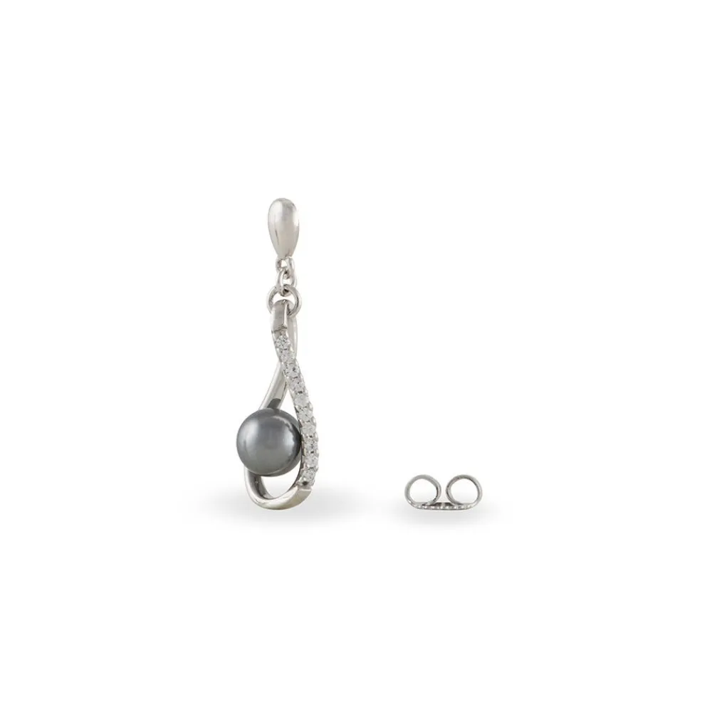 Boucles D'oreilles Pendantes Alexya Argent Perle D'imitation Et Oxyde|Marc Orian New