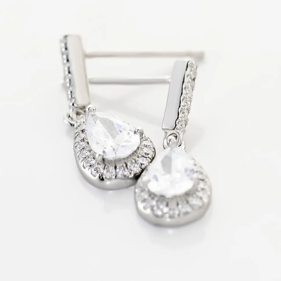 Boucles D'oreilles Pendantes Briony Argent Blanc Oxyde De Zirconium