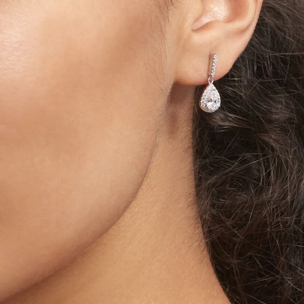 Boucles D'oreilles Pendantes Briony Argent Blanc Oxyde De Zirconium