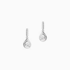 Boucles D'oreilles Pendantes Briony Argent Blanc Oxyde De Zirconium