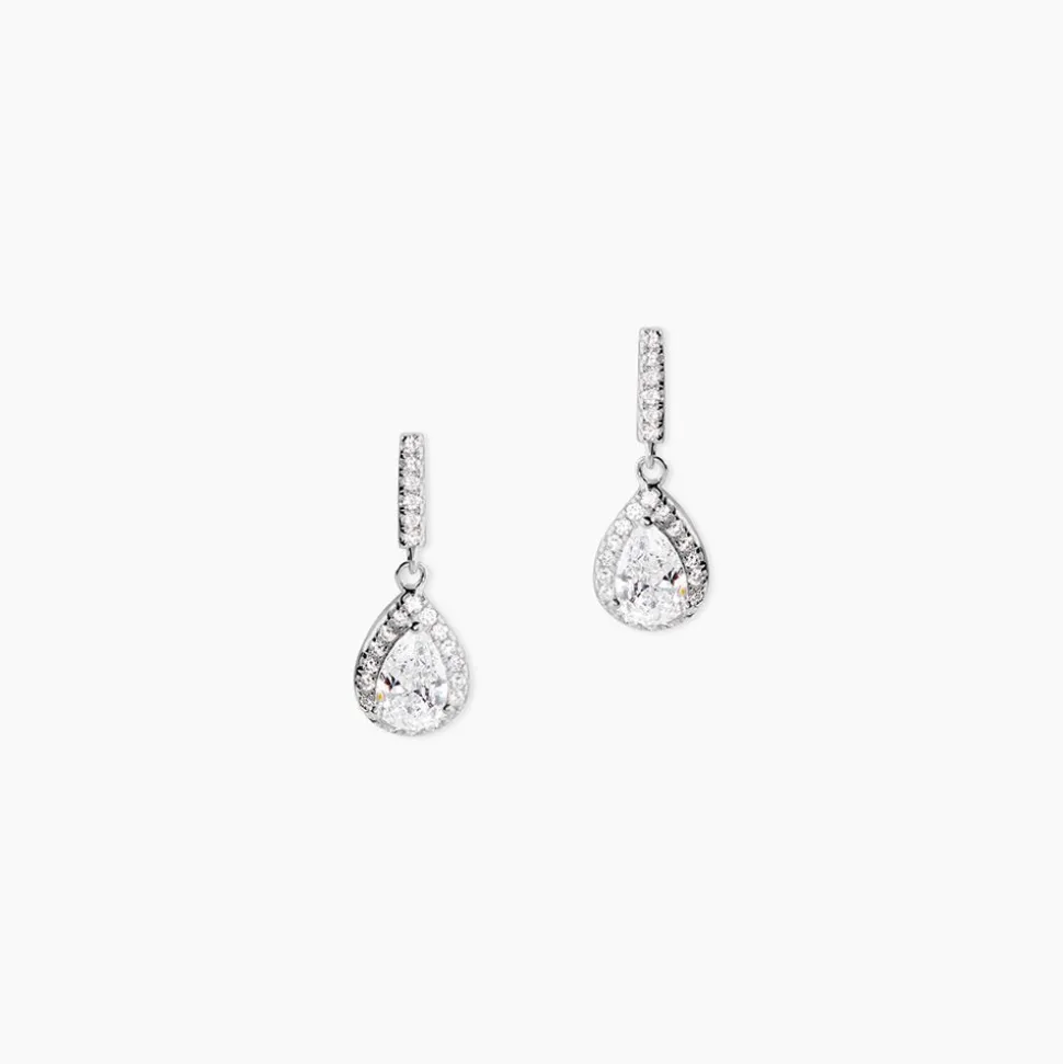 Boucles D'oreilles Pendantes Briony Argent Blanc Oxyde De Zirconium