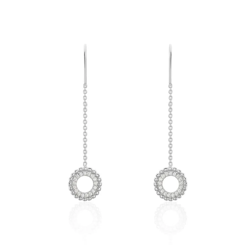 Boucles D'oreilles Pendantes Florenzia Argent Blanc Oxyde De Zirconium|Marc Orian Outlet