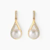 Boucles D'oreilles Pendantes Helin Or Jaune Perle De Culture Et Oxyde