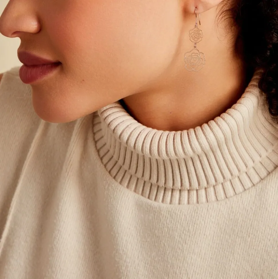 Boucles D'oreilles Pendantes Margotte Argent Rose