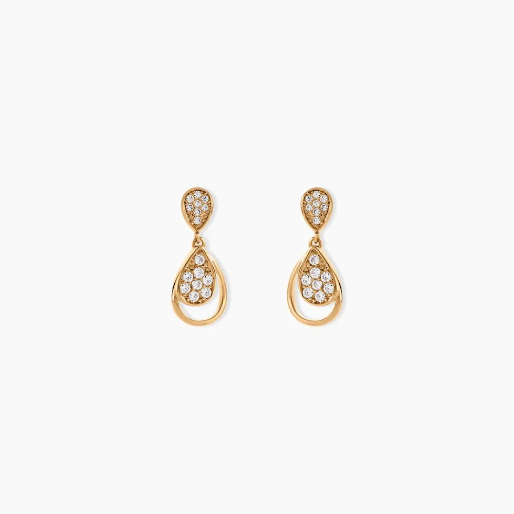 Boucles D'oreilles Pendantes Mahalya Plaqué Or Oxyde De Zirconium|Marc Orian Best