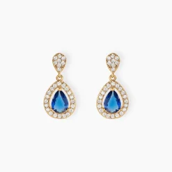 Boucles D'oreilles Pendantes Brigita Plaqué Or Pierre De Synthese|Marc Orian New