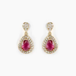 Boucles D'oreilles Pendantes Brigita Plaqué Or Pierre Et Oxyde|Marc Orian New