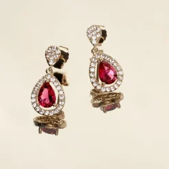 Boucles D'oreilles Pendantes Brigita Plaqué Or Pierre Et Oxyde|Marc Orian New