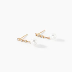 Boucles D'oreilles Pendantes Louise-marie Or Jaune Perle De Culture