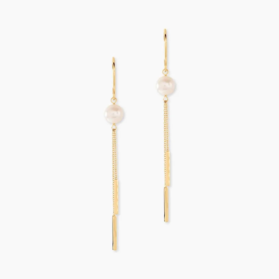Boucles D'oreilles Pendantes Salman Or Jaune Perle De Culture