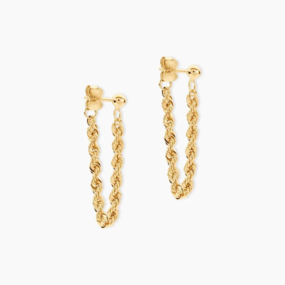Boucles D'oreilles Pendantes Cordelia Corde Or Jaune