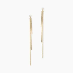 Boucles D'oreilles Pendantes Carrine Or Jaune Oxyde De Zirconium