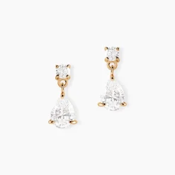 Boucles D'oreilles Pendantes Josephine Or Jaune Emeraude