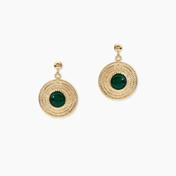 Boucles D'oreilles Pendantes Ilia Plaqué Or Jaune Verre|Marc Orian