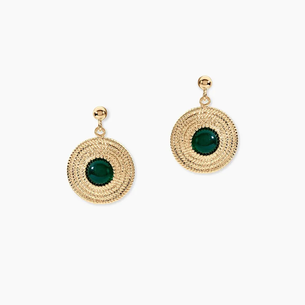 Boucles D'oreilles Pendantes Ilia Plaqué Or Jaune Verre|Marc Orian
