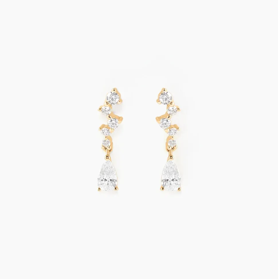 Boucles D'oreilles Pendantes Cegolene Or Jaune Oxyde De Zirconium
