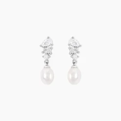 Boucles D'Oreilles Pendantes Elea Argent Blanc Perle De Culture Oxyde De Zirconium