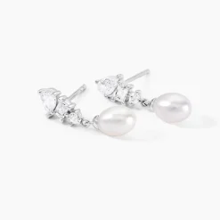 Boucles D'Oreilles Pendantes Elea Argent Blanc Perle De Culture Oxyde De Zirconium