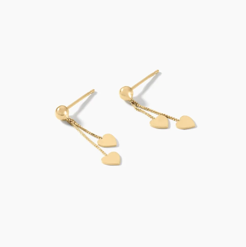 Boucles D'oreilles Pendantes Ervins Pendantes Coeurs Or Jaune