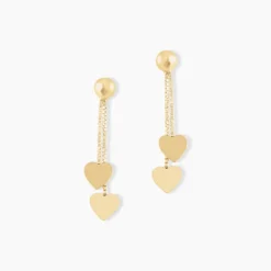 Boucles D'oreilles Pendantes Ervins Pendantes Coeurs Or Jaune