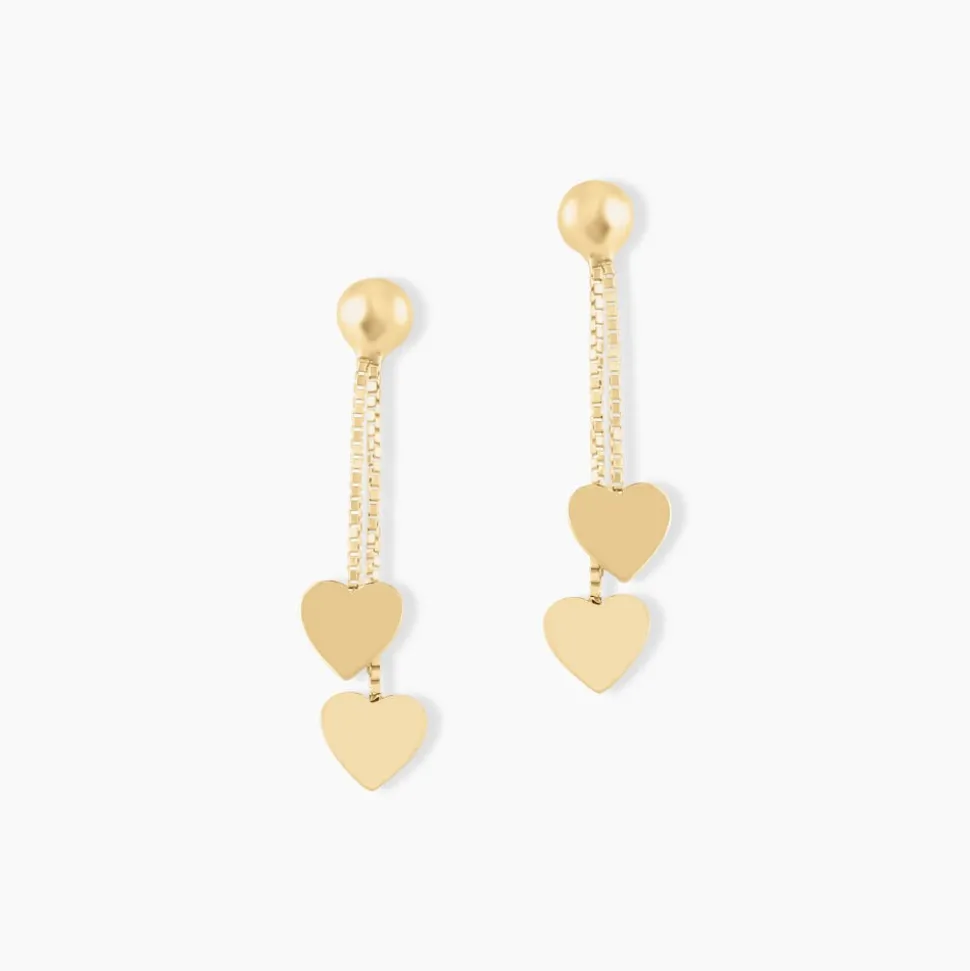 Boucles D'oreilles Pendantes Ervins Pendantes Coeurs Or Jaune
