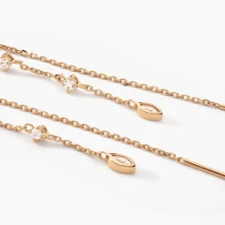 Boucles D'oreilles Pendantes Akonia Plaqué Or Jaune Oxyde De Zirconium|Marc Orian Online
