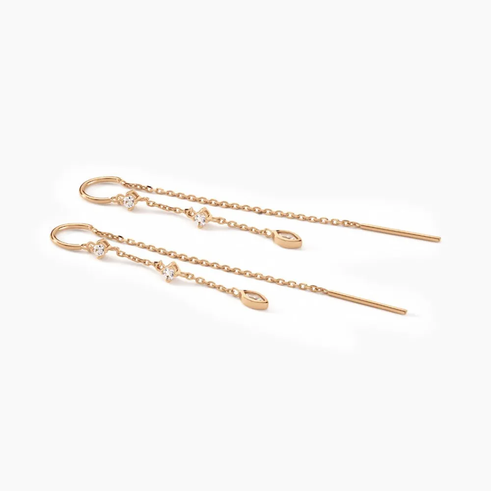 Boucles D'oreilles Pendantes Akonia Plaqué Or Jaune Oxyde De Zirconium|Marc Orian Online