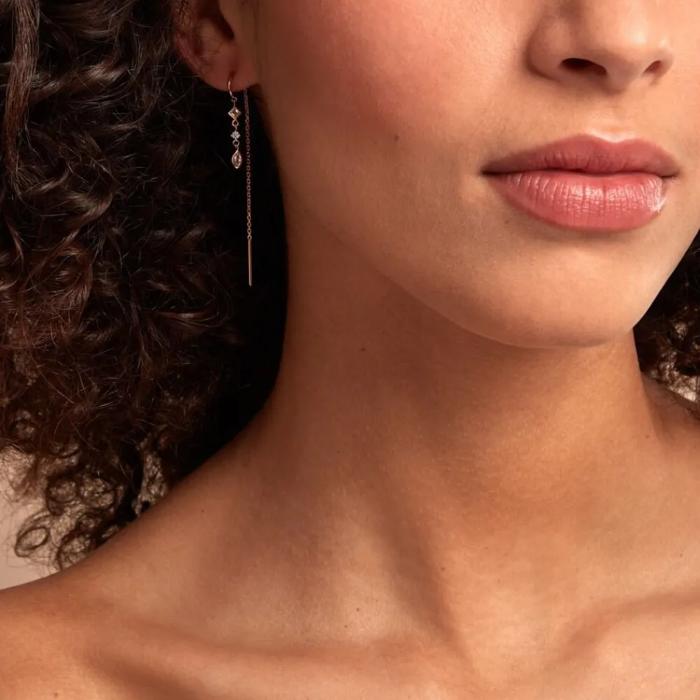 Boucles D'oreilles Pendantes Akonia Plaqué Or Jaune Oxyde De Zirconium|Marc Orian Online