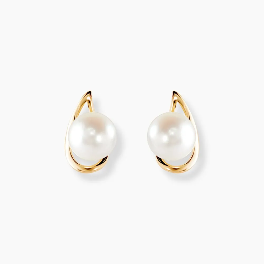Boucles D'oreilles Pendantes Isaure Or Jaune Perle De Culture|Marc Orian Online
