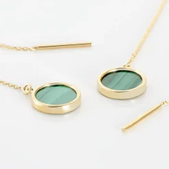 Boucles D'oreilles Pendantes Florica Or Jaune Malachite