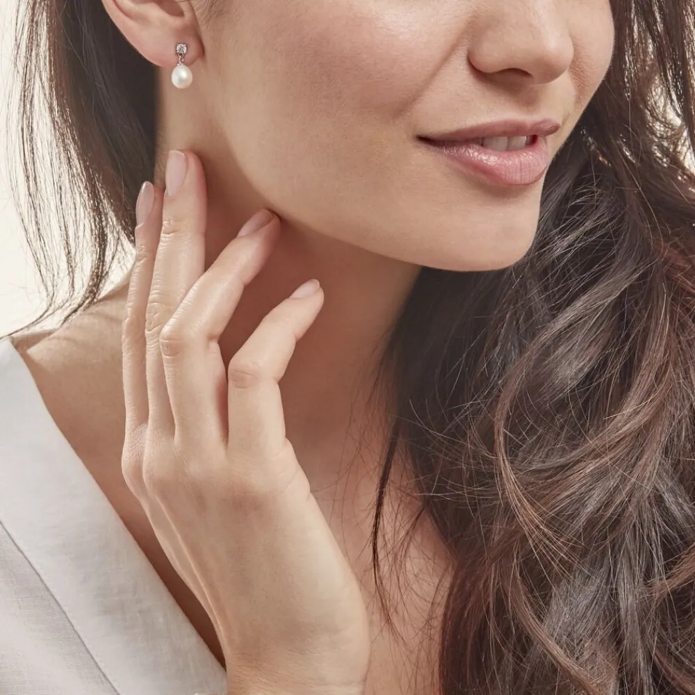 Boucles D'oreilles Pendantes Dolores Argent Perle De Culture Et Oxyde|Marc Orian Clearance