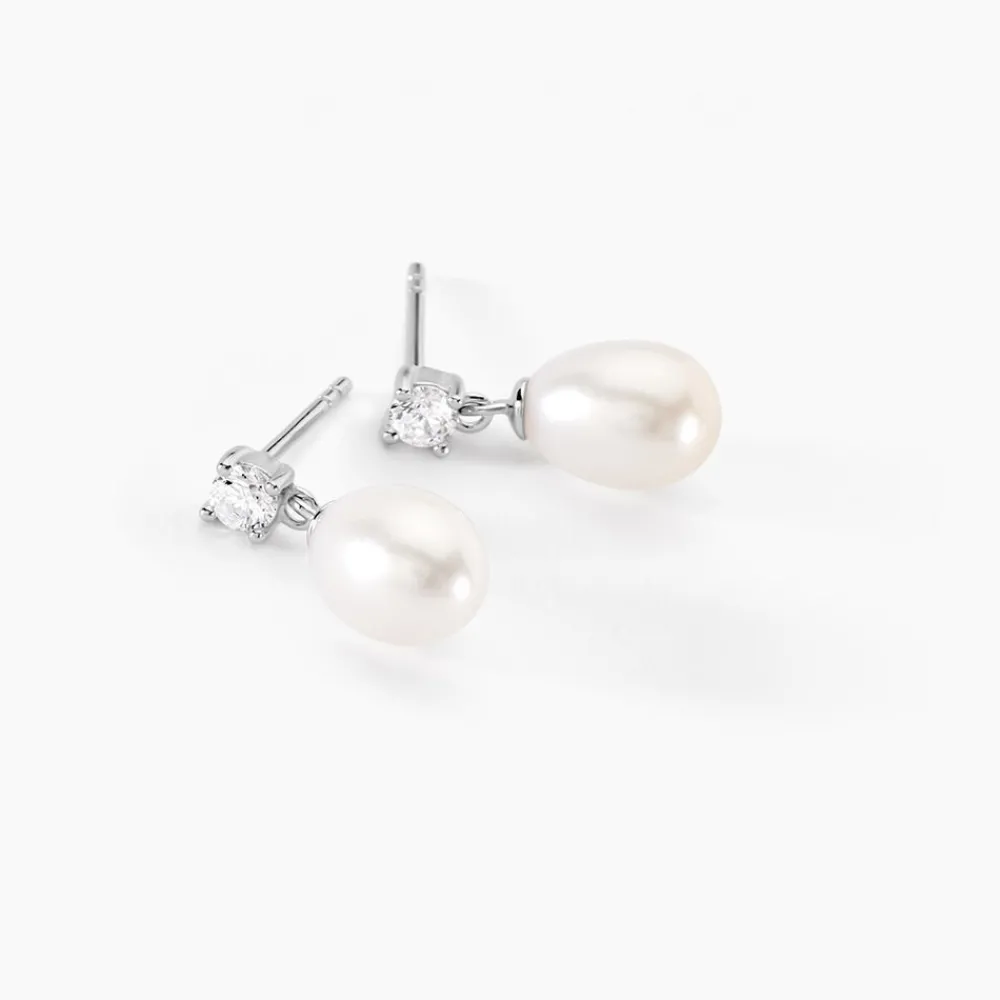 Boucles D'oreilles Pendantes Dolores Argent Perle De Culture Et Oxyde|Marc Orian Clearance