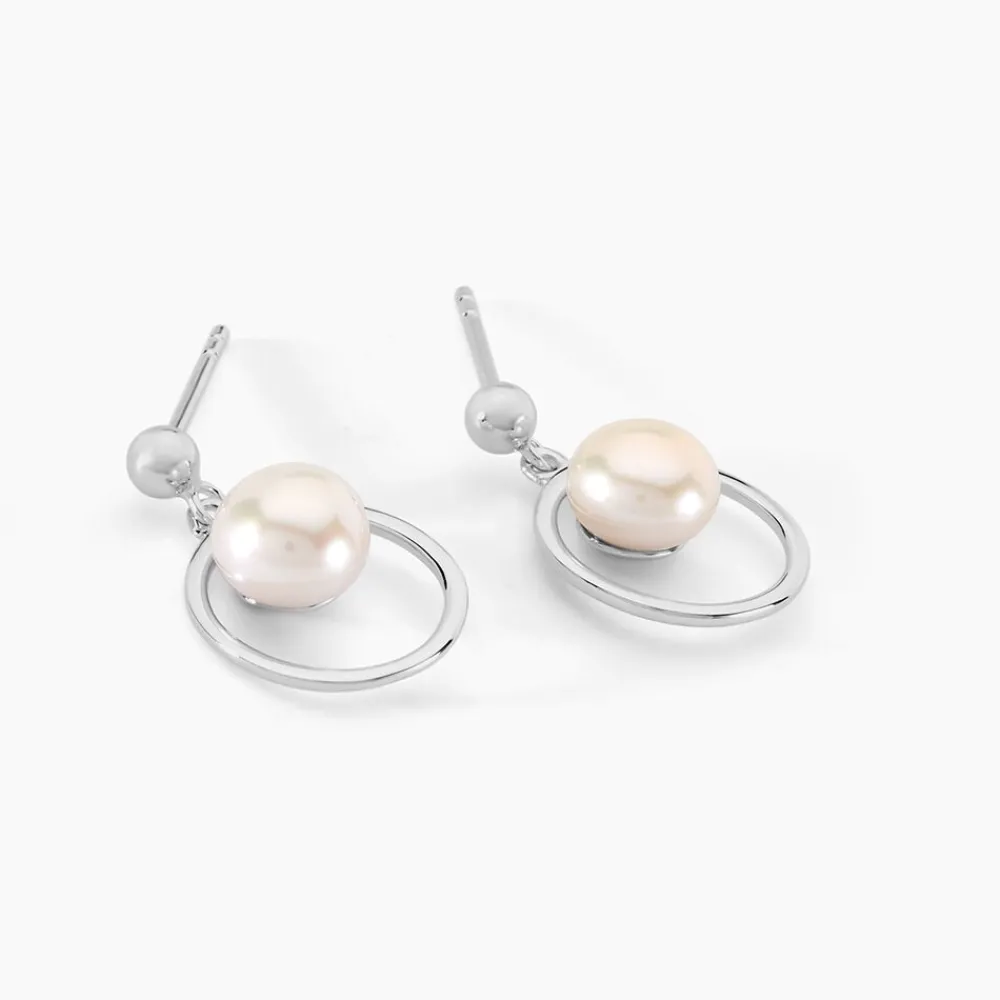 Boucles D'oreilles Pendantes Ivana Argent Blanc Perle De Culture|Marc Orian Sale