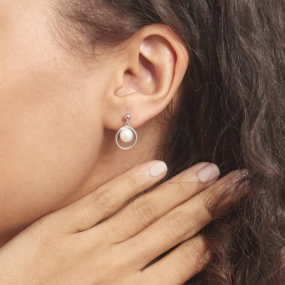 Boucles D'oreilles Pendantes Ivana Argent Blanc Perle De Culture|Marc Orian Sale