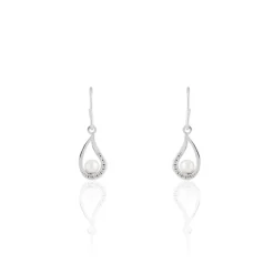 Boucles D'oreilles Pendantes Akiko Argent Perle De Culture Et Oxyde|Marc Orian Best