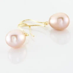 Boucles D'oreilles Pendantes Rose Or Jaune Perle De Culture|Marc Orian Hot