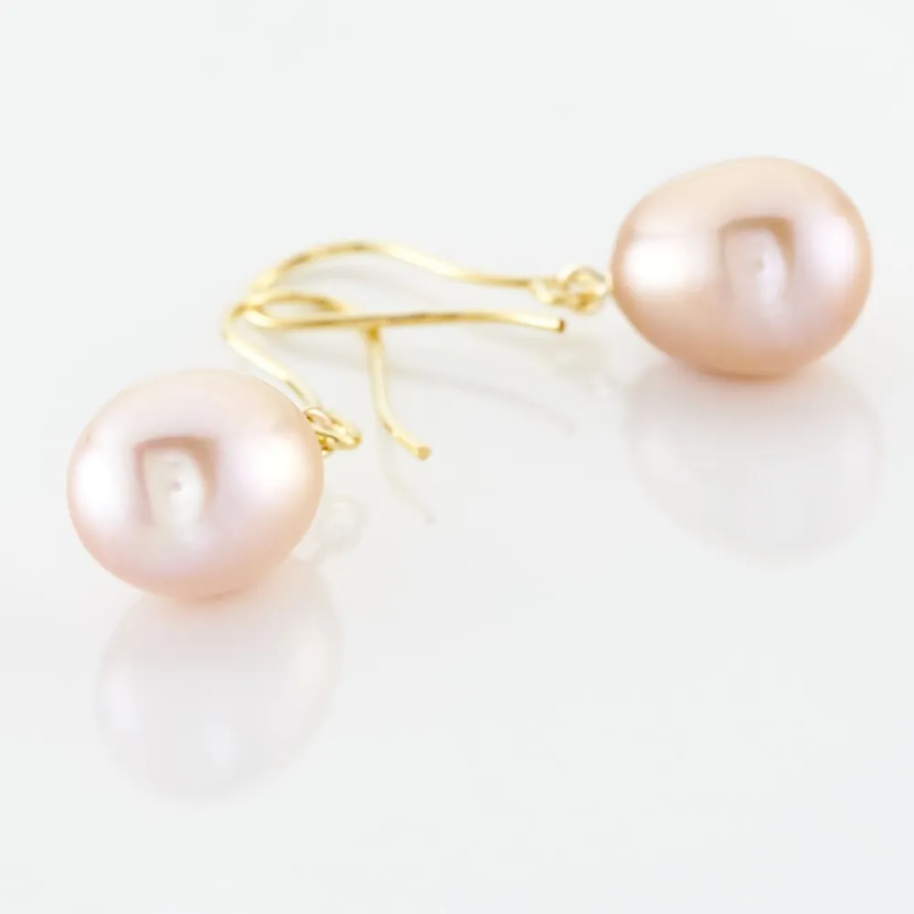 Boucles D'oreilles Pendantes Rose Or Jaune Perle De Culture|Marc Orian Hot