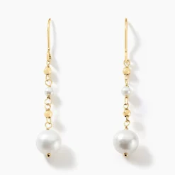 Boucles D'oreilles Pendantes Bindy Or Jaune Perle De Culture|Marc Orian Discount