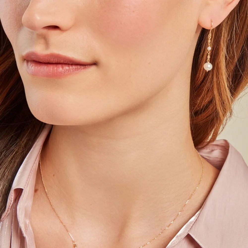 Boucles D'oreilles Pendantes Bindy Or Jaune Perle De Culture|Marc Orian Discount
