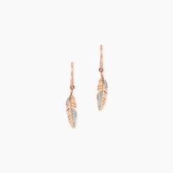 Boucles D'oreilles Pendantes Clodie Or Rose Diamant