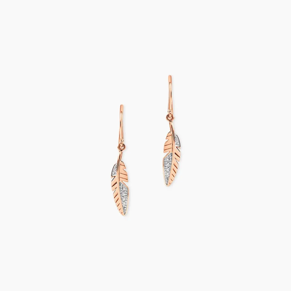 Boucles D'oreilles Pendantes Clodie Or Rose Diamant