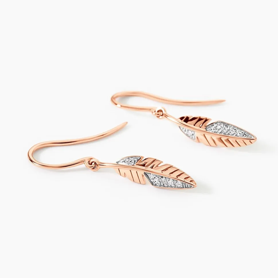 Boucles D'oreilles Pendantes Clodie Or Rose Diamant